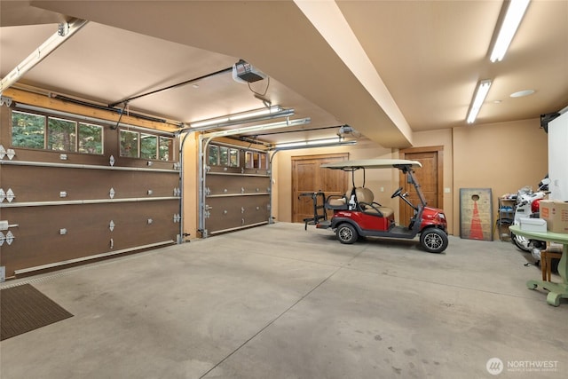 garage with a garage door opener