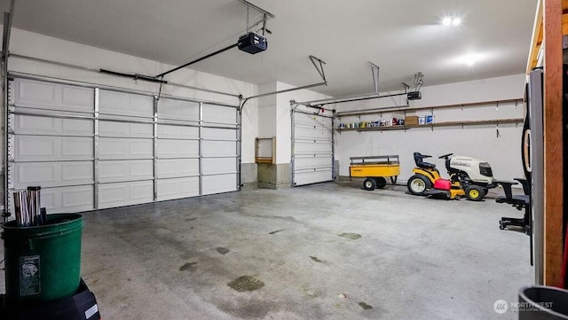 garage with a garage door opener