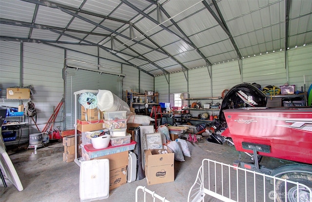 garage featuring metal wall