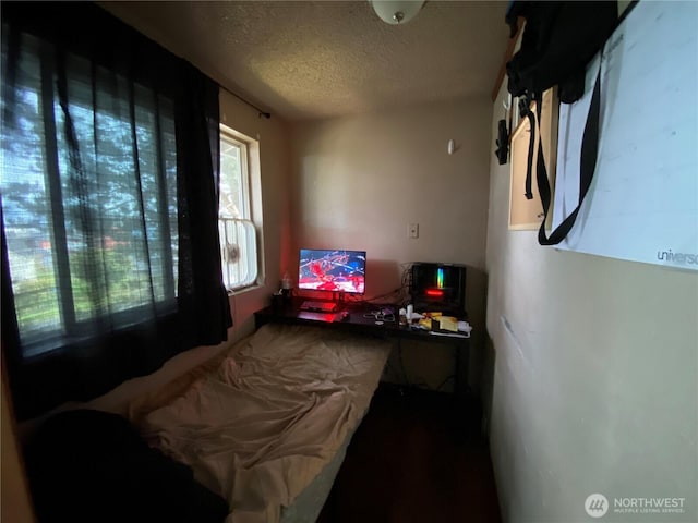 bedroom featuring a textured ceiling