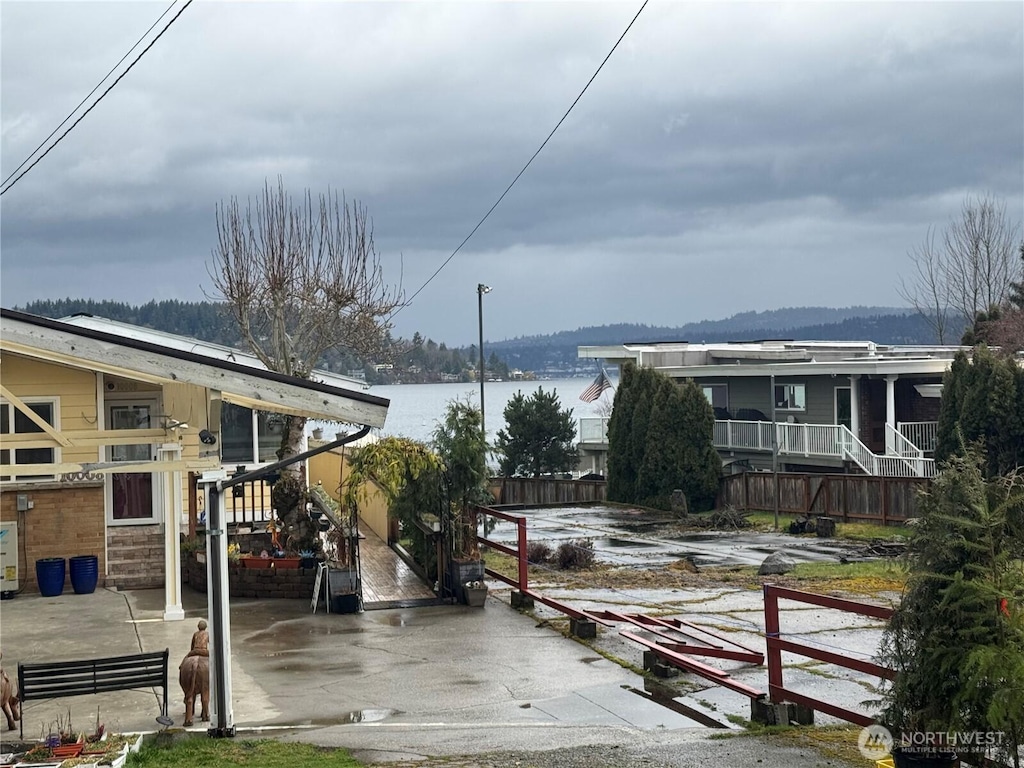 view of road with a water view