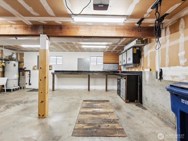 basement with water heater