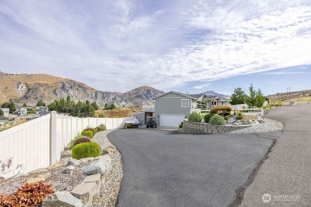 exterior space featuring a mountain view