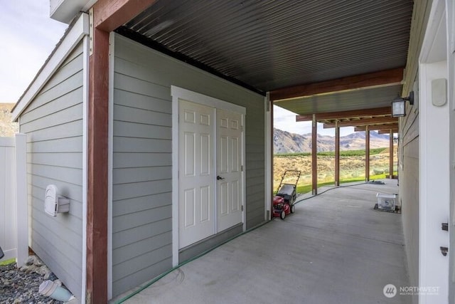 exterior space featuring a mountain view