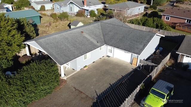 drone / aerial view with a residential view