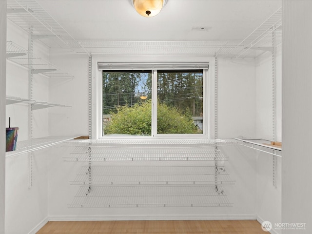 spacious closet featuring wood finished floors