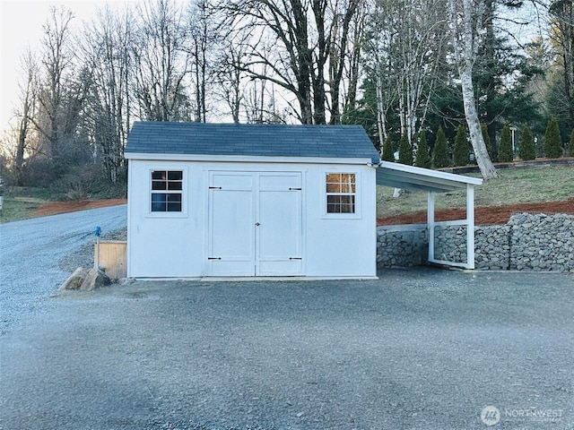 view of shed