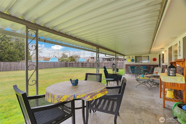 view of patio / terrace featuring outdoor dining area and a fenced backyard