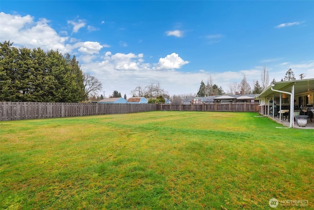 view of yard featuring a fenced backyard