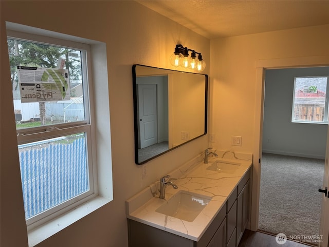 bathroom featuring double vanity and a sink