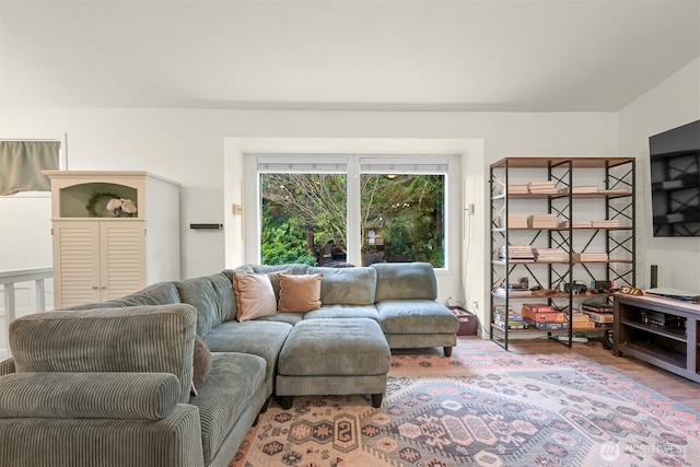 living area featuring wood finished floors