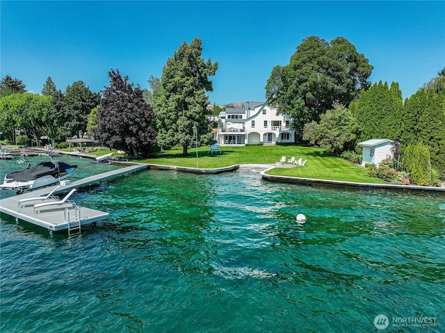110 S Bennett Rd, Manson, WA 98831 - exterior space with a lawn and a water view
