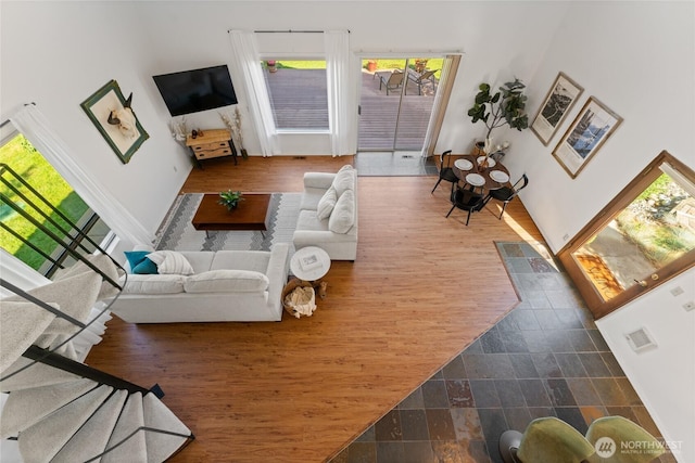 living area with wood finished floors