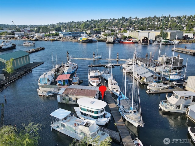 view of dock featuring a water view