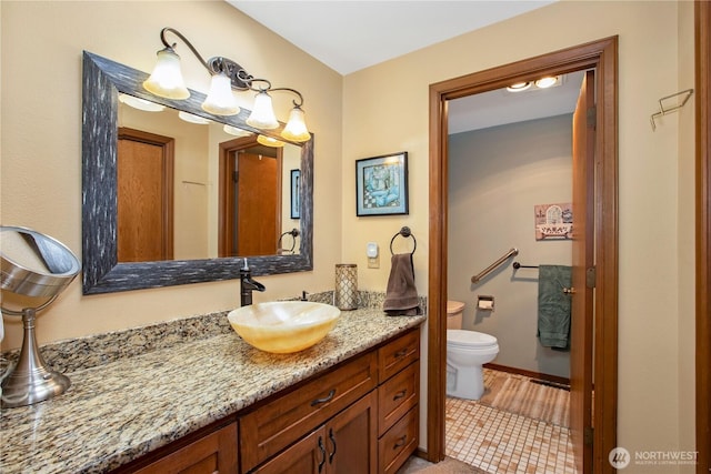 bathroom with toilet and vanity