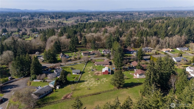 drone / aerial view with a forest view