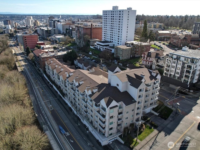 aerial view with a city view