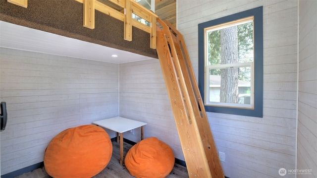 interior space with wooden walls