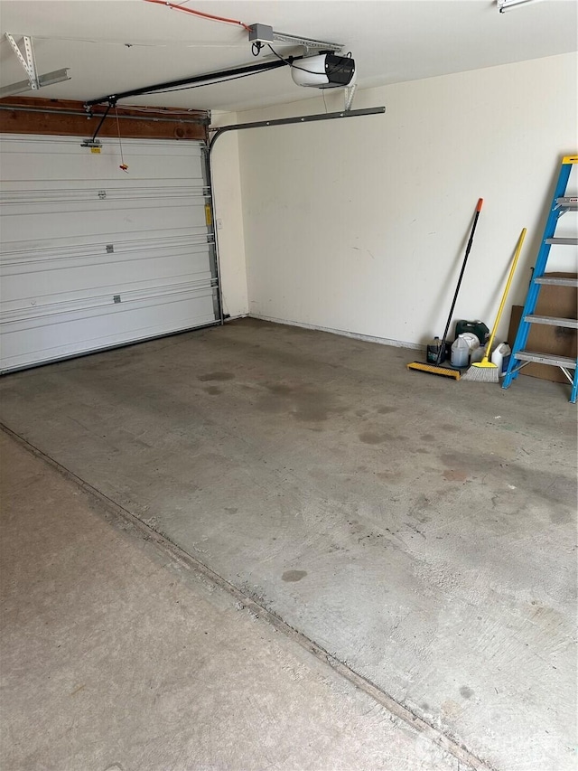 garage with a garage door opener