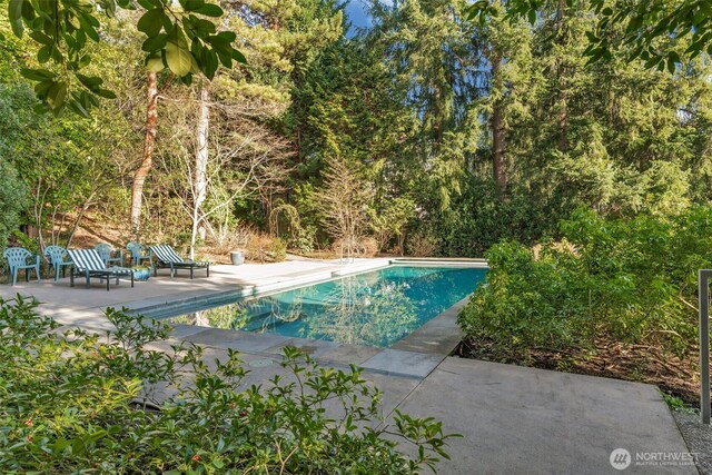 outdoor pool featuring a patio area