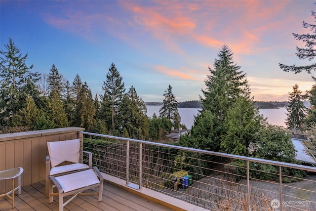 deck with a water view