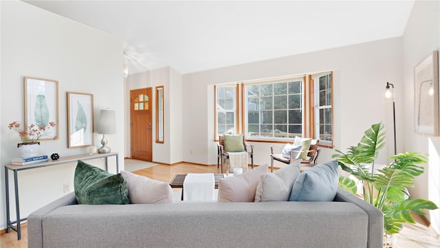 living area featuring light wood-type flooring