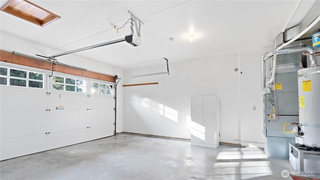 garage featuring gas water heater and a garage door opener