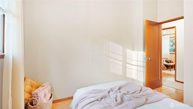 bedroom featuring light wood-type flooring