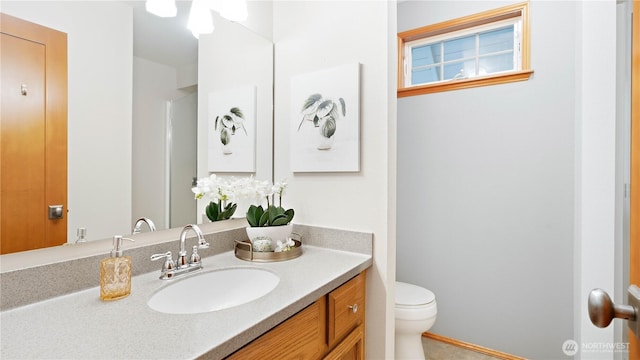 bathroom with toilet and vanity