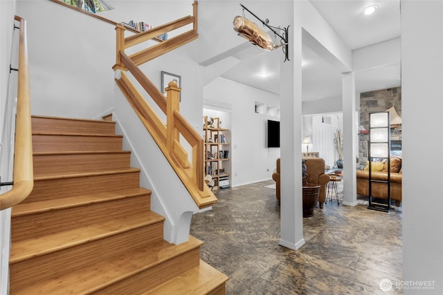 stairs with baseboards