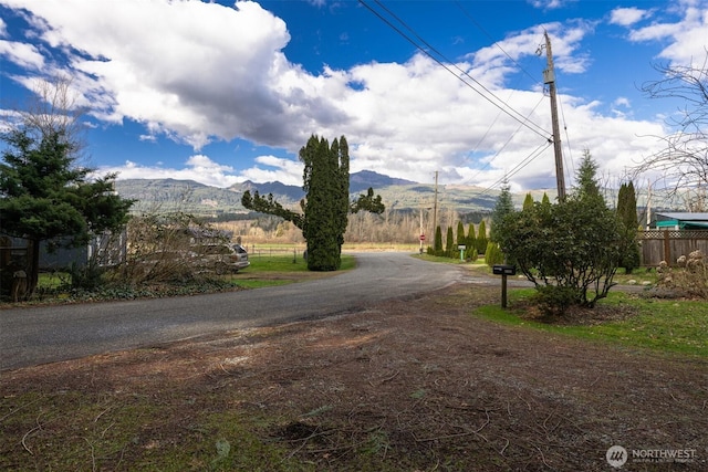 view of road featuring a mountain view