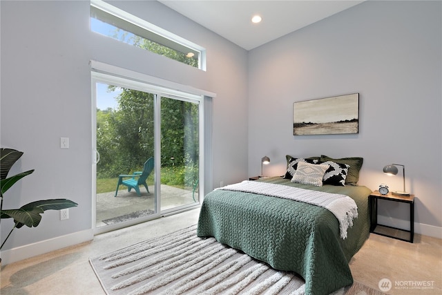 5939 Delridge Way SW, Seattle, WA 98106 - bedroom with access to outside, baseboards, carpet, and recessed lighting
