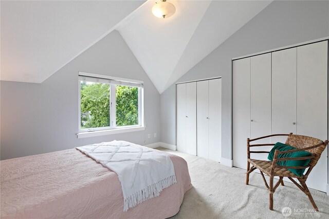 5939 Delridge Way SW, Seattle, WA 98106 - bedroom with carpet flooring, lofted ceiling, and baseboards