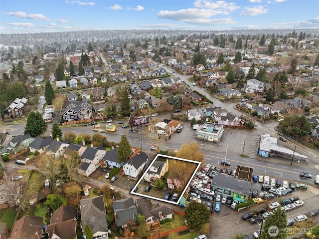 bird's eye view with a residential view