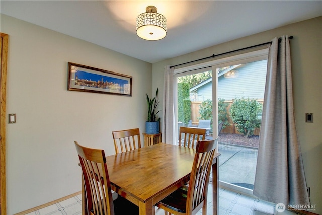 dining space with light floors