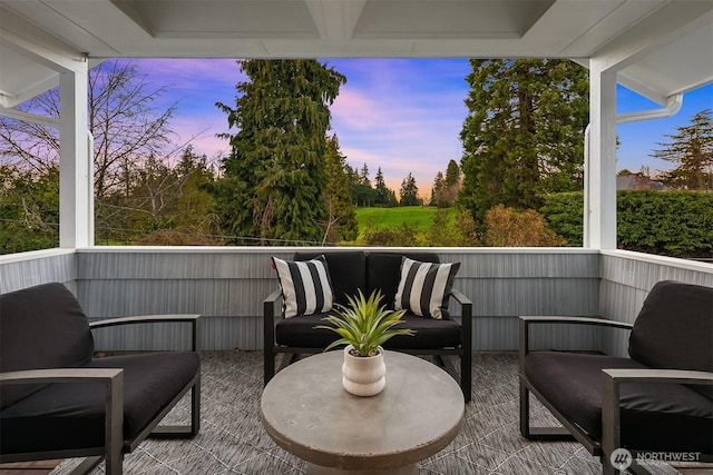 exterior space featuring an outdoor living space