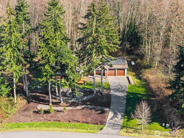 bird's eye view with a forest view