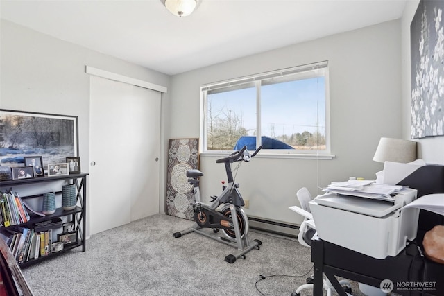 exercise room with carpet