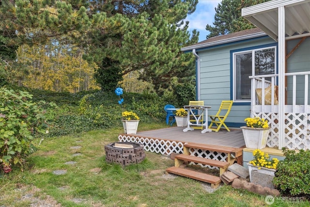 view of yard featuring a deck