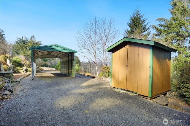 view of shed with a carport