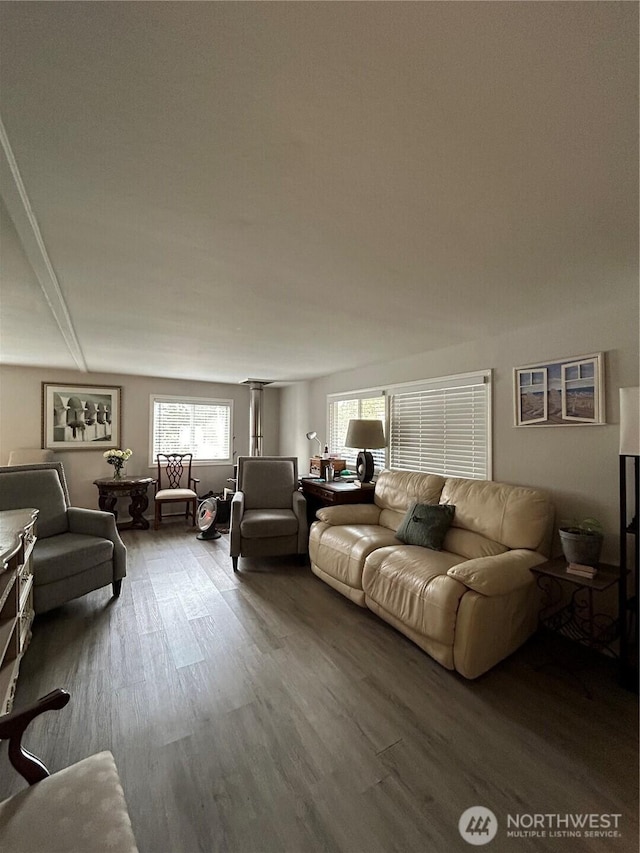 living area with wood finished floors