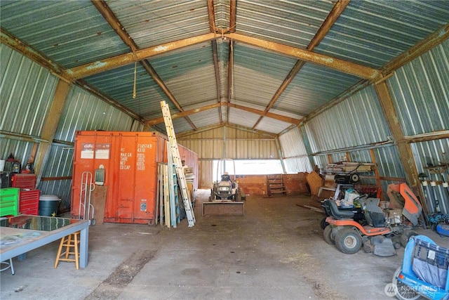 garage featuring metal wall