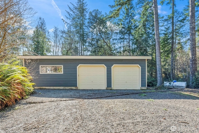 view of detached garage