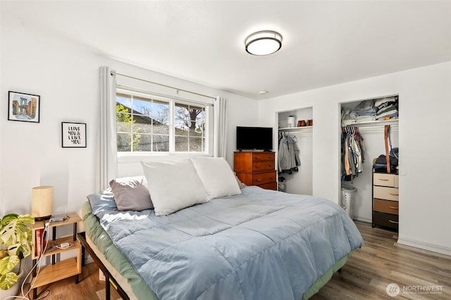 bedroom featuring wood finished floors