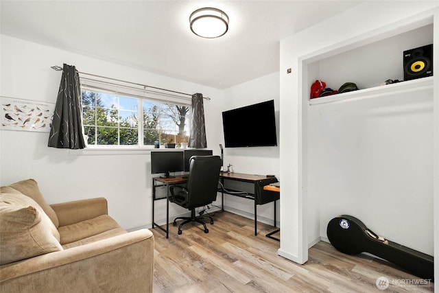 office space featuring light wood-type flooring