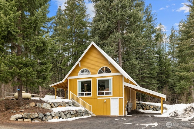 exterior space with an attached carport