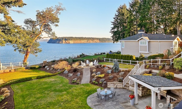 property view of water with fence