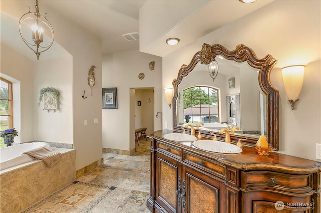 1939 49th St, Port Townsend, WA 98368 - full bathroom featuring a garden tub and double vanity