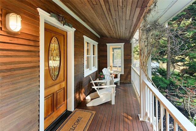 wooden deck with a porch