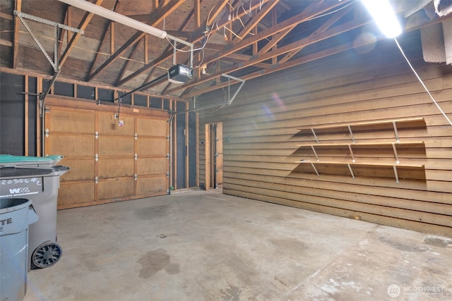 garage with a garage door opener